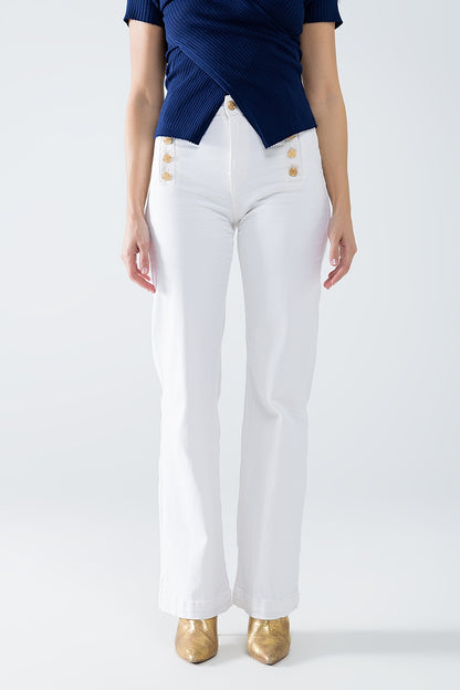 Golden Tide High-Waist White Jeans