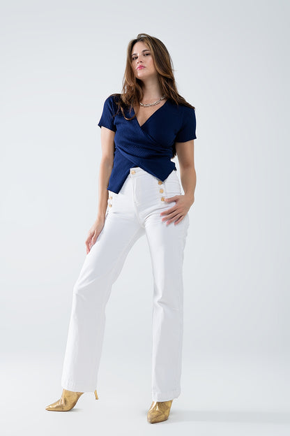 Golden Tide High-Waist White Jeans