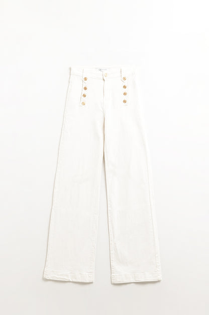 Golden Tide High-Waist White Jeans