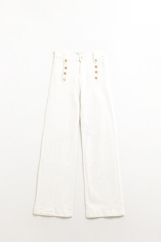 Golden Tide High-Waist White Jeans