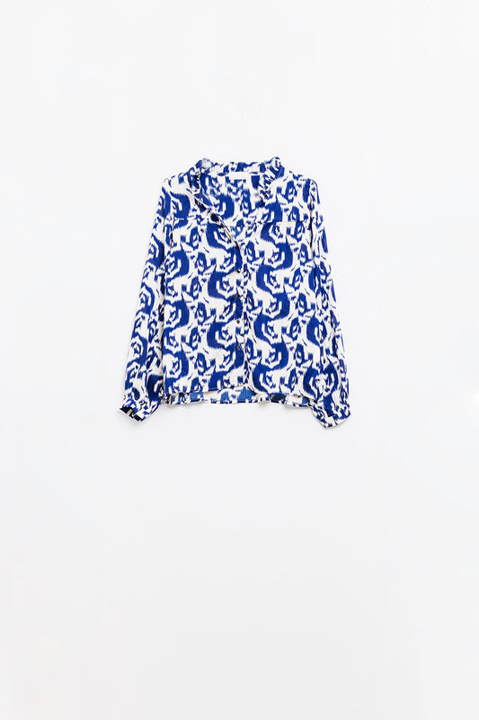 Navy Dream Balloon Sleeve Blouse