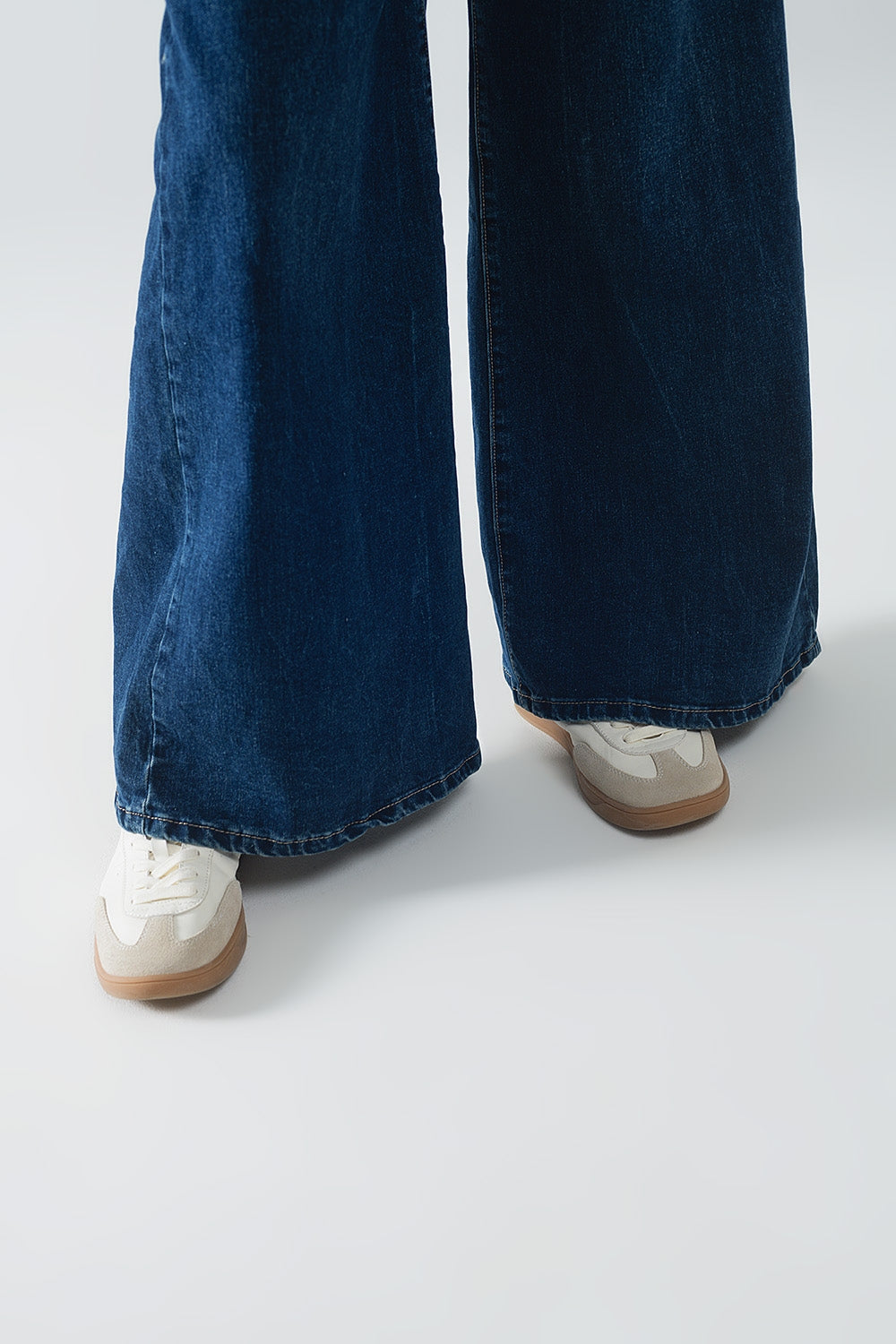 Mid-Wash Ultra-Wide Leg Jeans