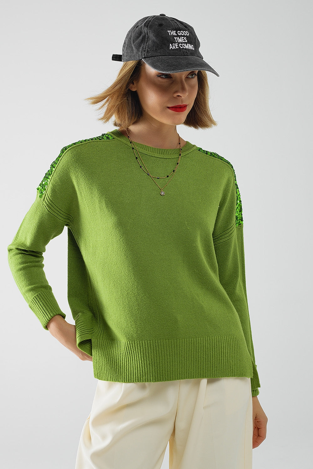 Glitz & Chic Green Sequined Sweater