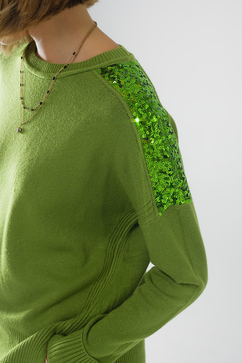 Glitz & Chic Green Sequined Sweater