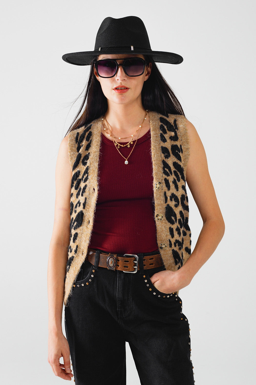 Wild Side Knitted Leopard Vest