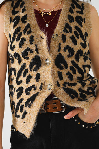 Wild Side Knitted Leopard Vest