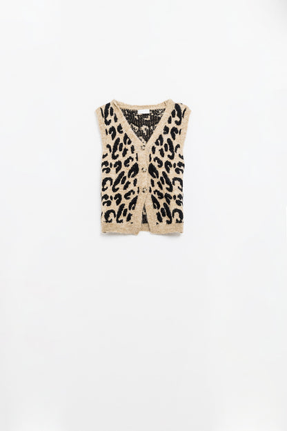 Wild Side Knitted Leopard Vest