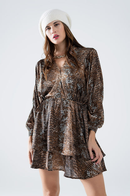 Wild Grace Leopard Chiffon Mini Dress