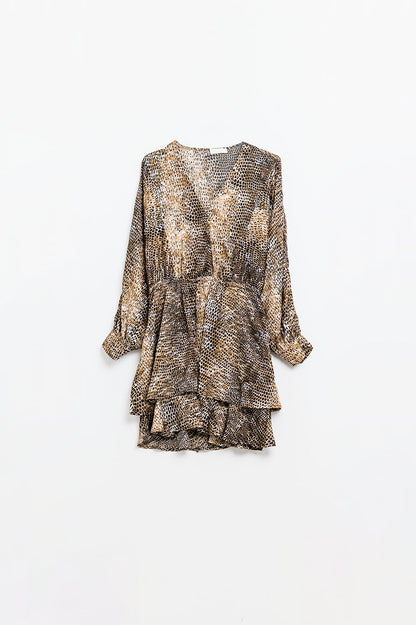 Wild Grace Leopard Chiffon Mini Dress