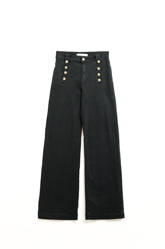 Goldline Wide-Leg Black Jeans