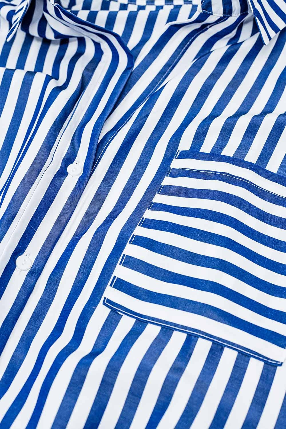 Blue Striped Poplin Oversized Shirt