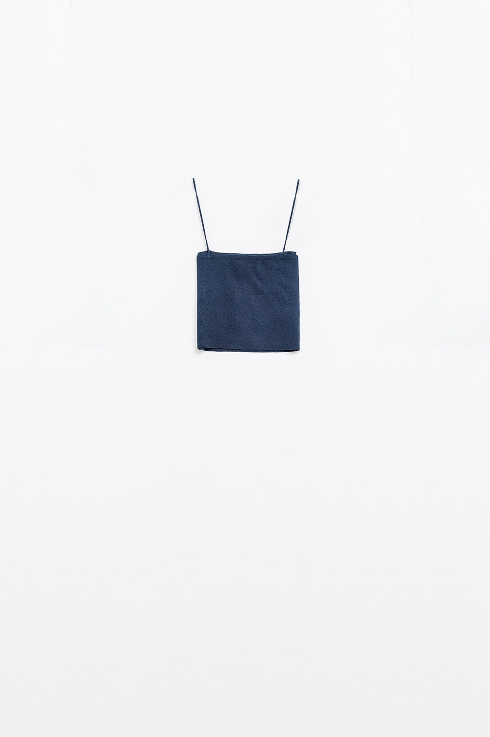 Navy Square-Neck Knit Tank