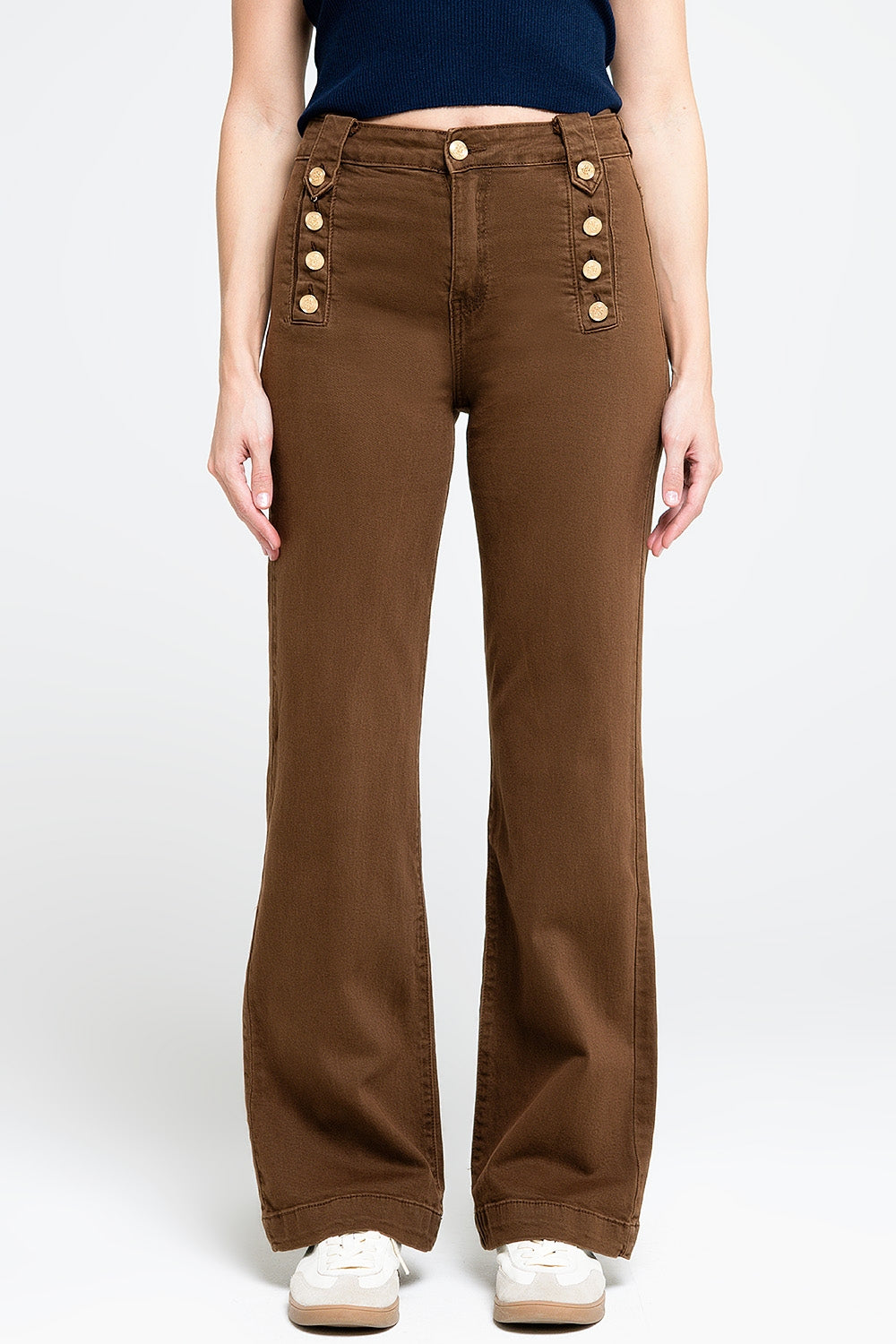 Goldline Wide-Leg Camel Jeans