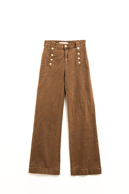 Goldline Wide-Leg Camel Jeans