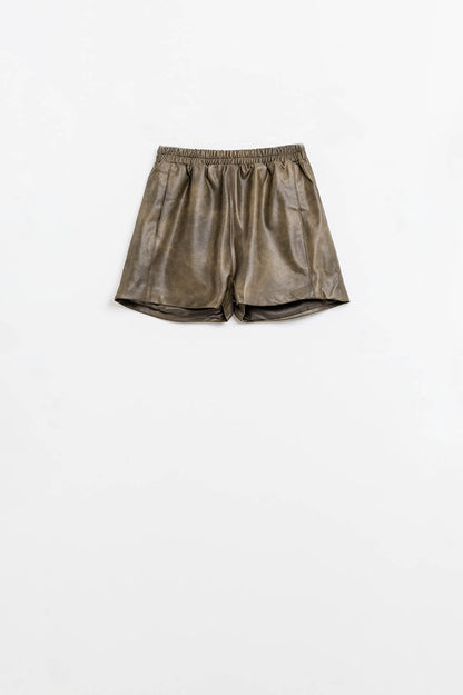 Vintage Brown Faux Leather Shorts