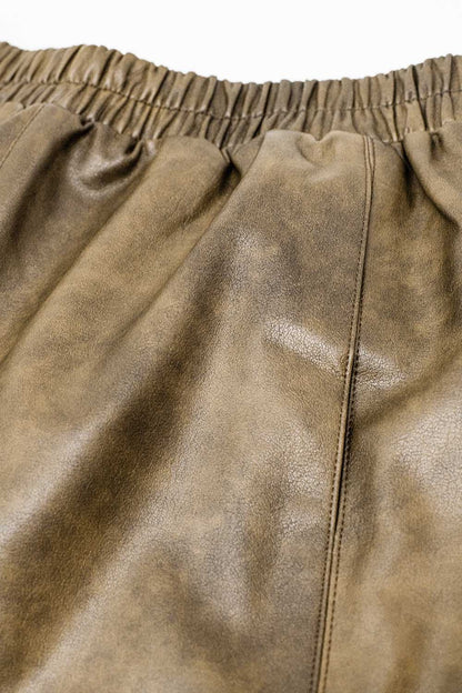 Vintage Brown Faux Leather Shorts