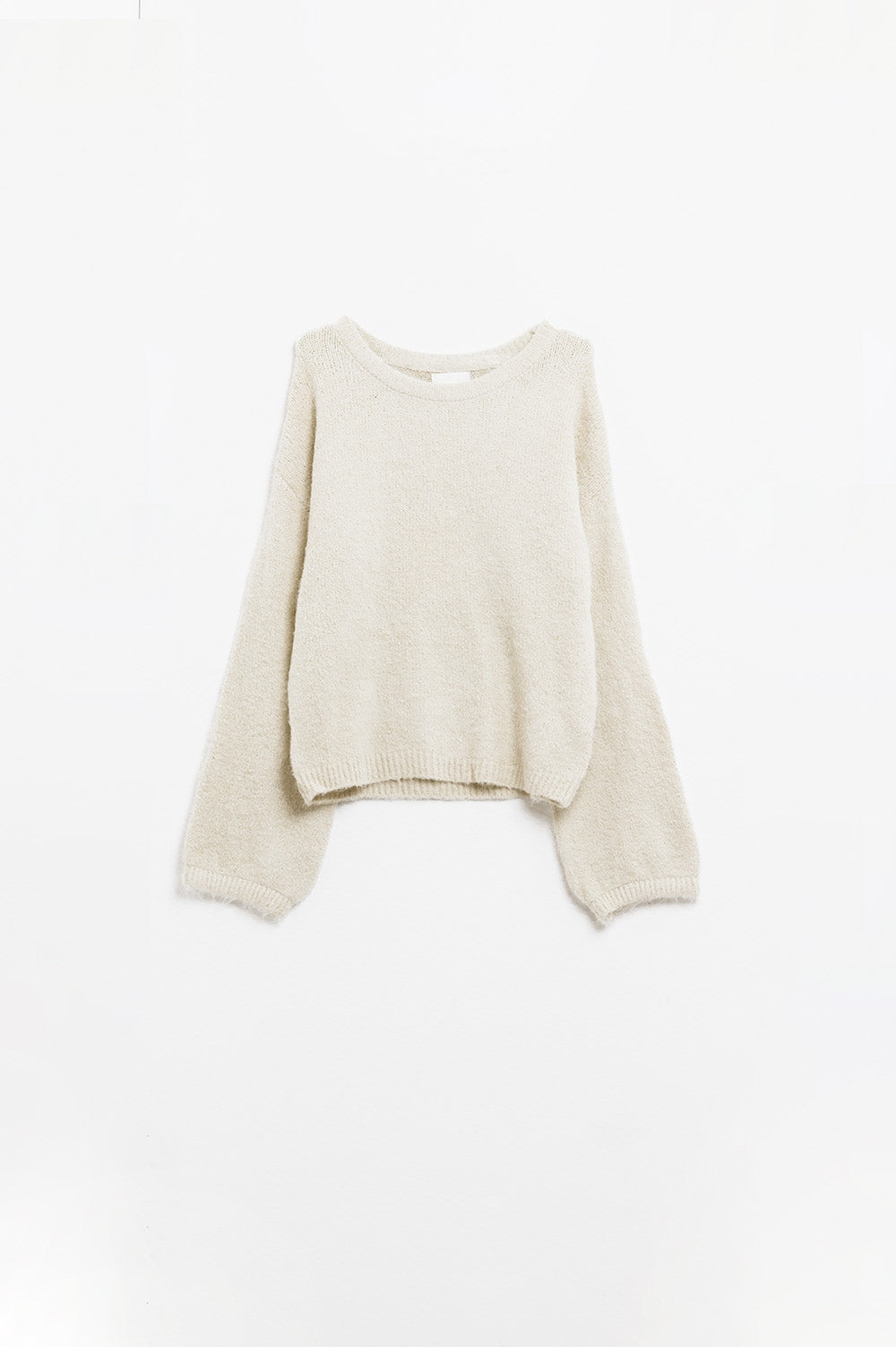 Cream Balloon Sleeve Cozy Sweater