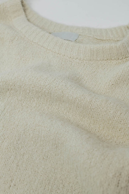 Cream Balloon Sleeve Cozy Sweater