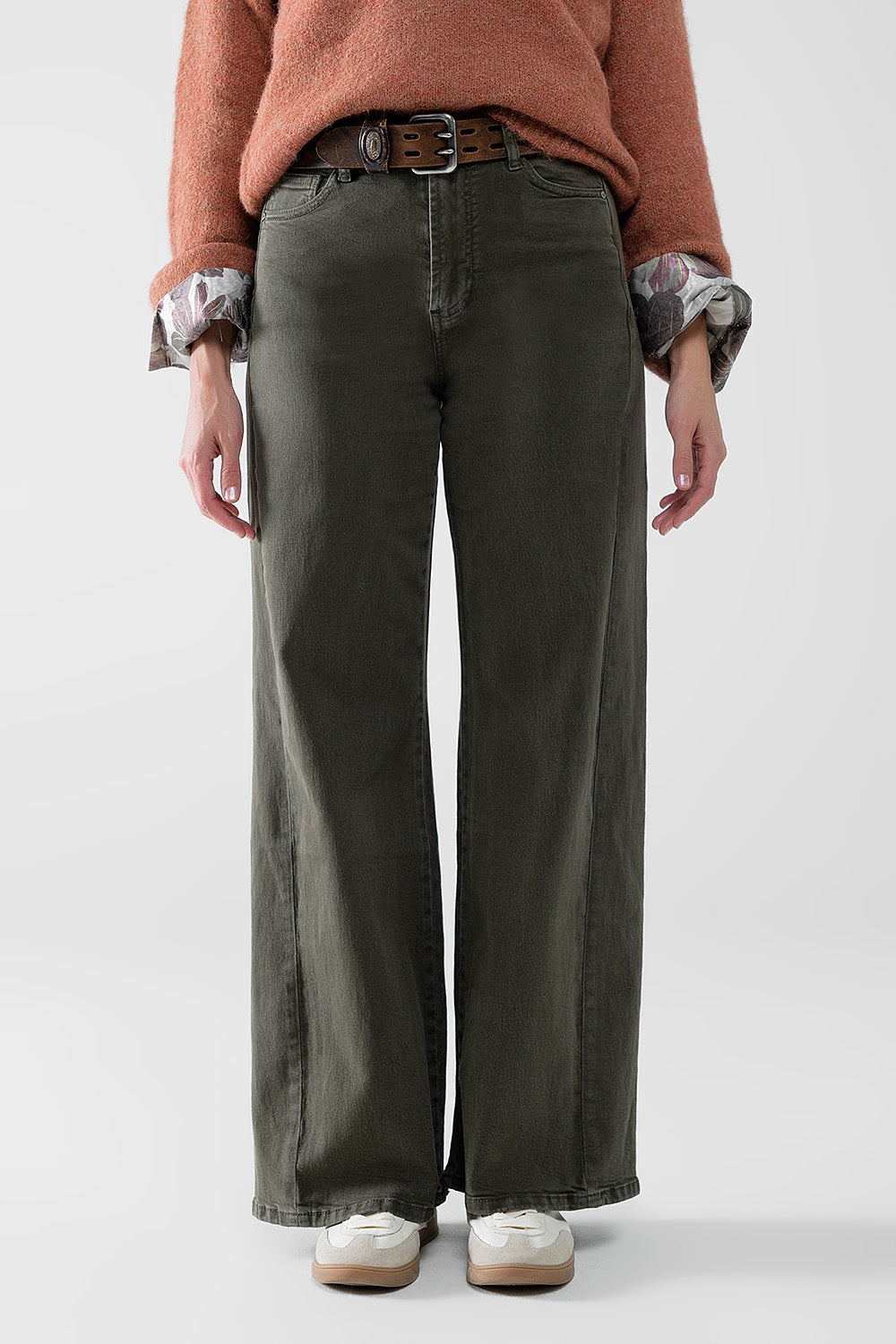 Vintage Vibes Olive Wide-Leg Trousers