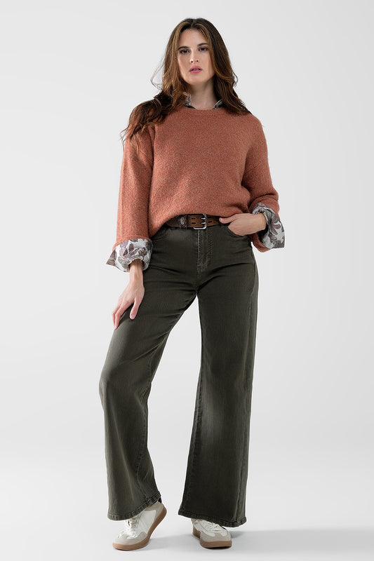 Vintage Vibes Olive Wide-Leg Trousers