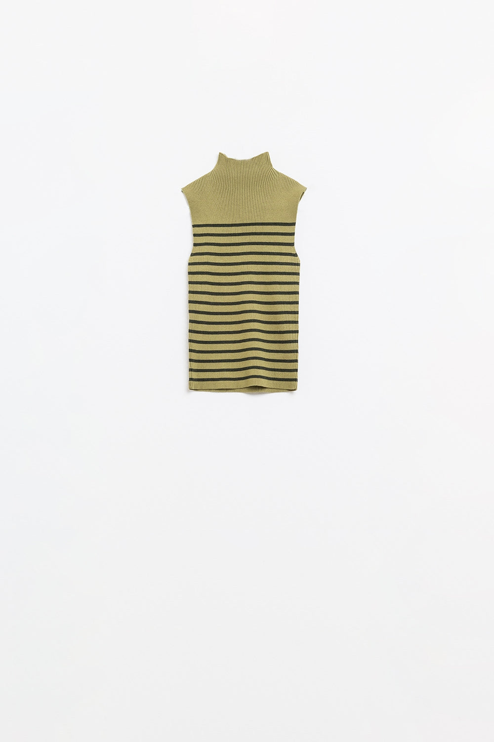 Olive Striped Turtleneck Tank