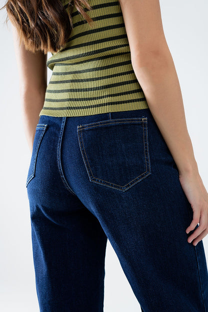 Gold Button Marine Wide-Leg Jeans