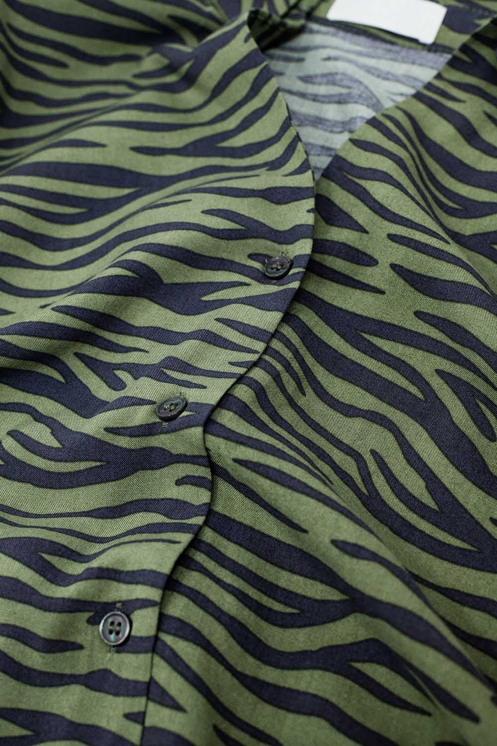 Wild Side Zebra Print Blouse in Forest Green