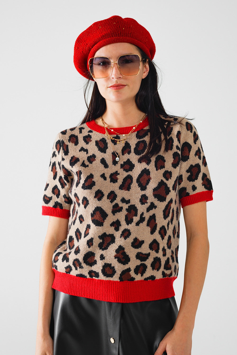 Fierce Edge Panther Knit Short Sleeve Tee