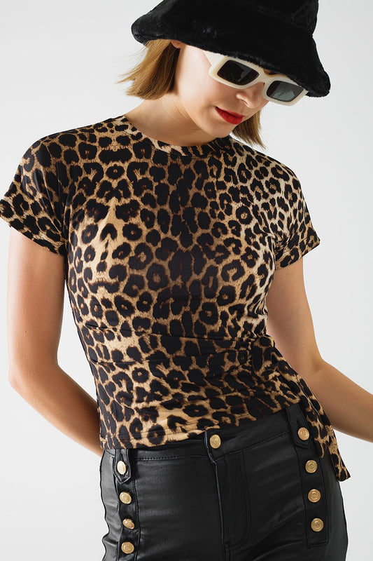 Wildly Chic Leopard Bow Short Sleeve Tee