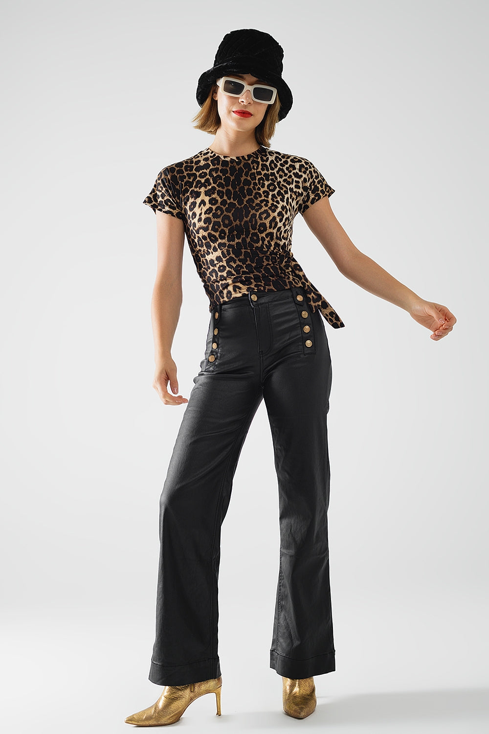 Wildly Chic Leopard Bow Short Sleeve Tee