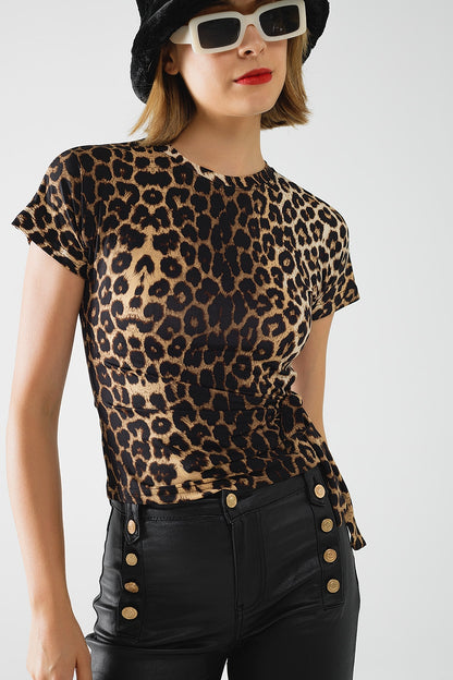 Wildly Chic Leopard Bow Short Sleeve Tee