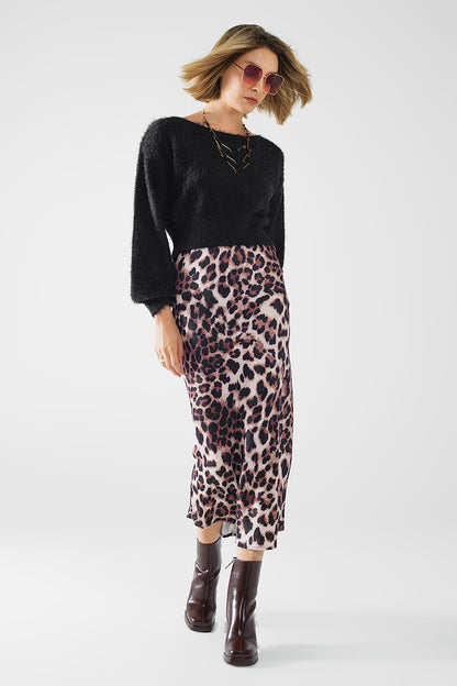 Savanna Chic Leopard Midi Skirt