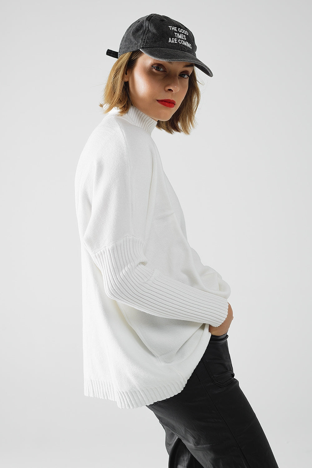 Chilly Days Cozy White Knit Sweater