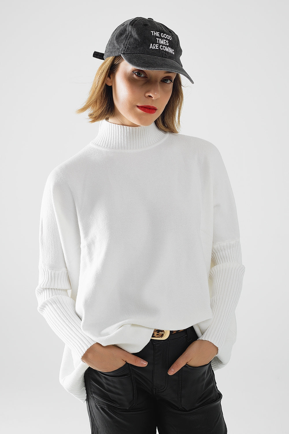 Chilly Days Cozy White Knit Sweater