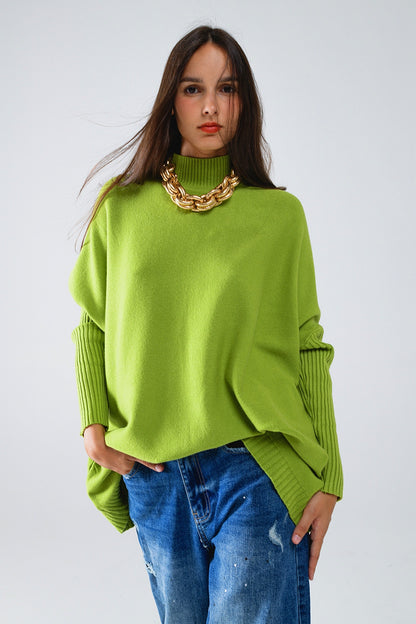 Chilly Days Cozy Green Knit Sweater