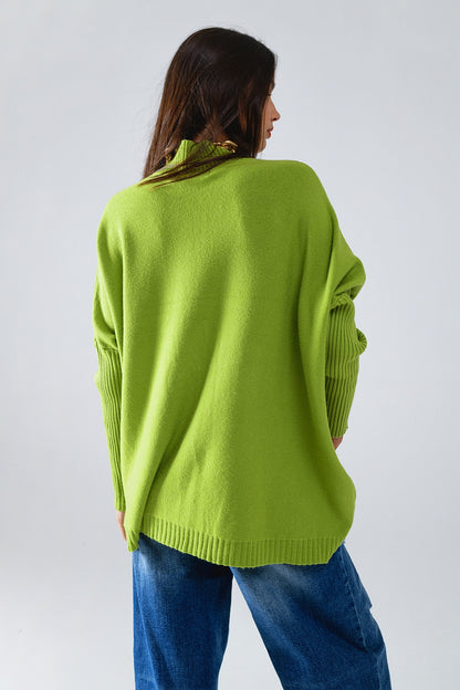 Chilly Days Cozy Green Knit Sweater