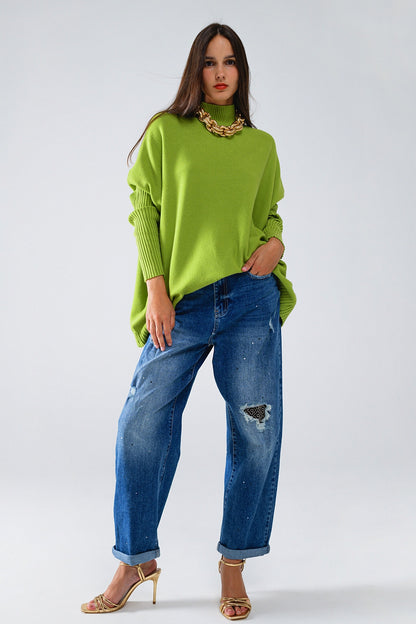 Chilly Days Cozy Green Knit Sweater