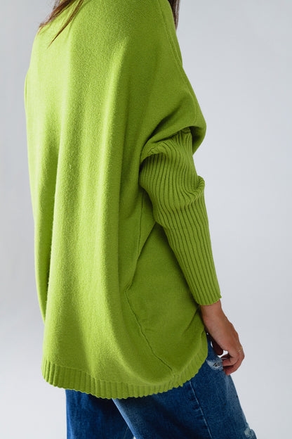 Chilly Days Cozy Green Knit Sweater