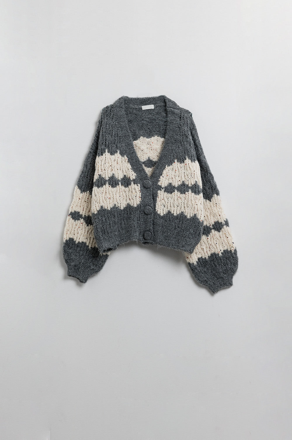 Glimmer Stripes Grey Chunky Knit Cardigan