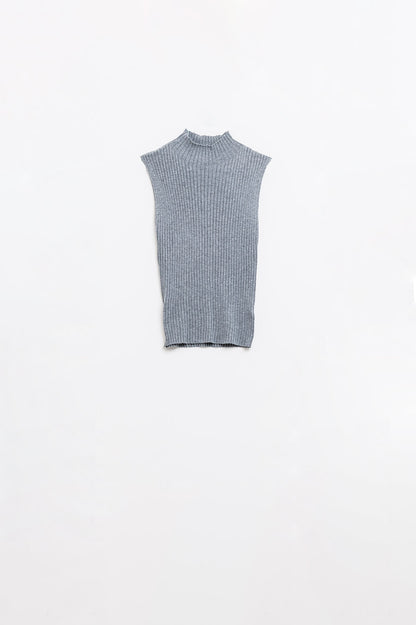 Grey Cozy Luxe Sleeveless Turtleneck Sweater