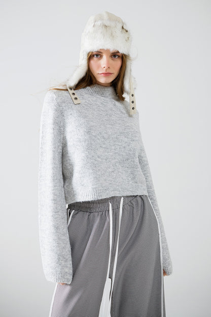 Soft Elegance Open-Back Sweater in Grey