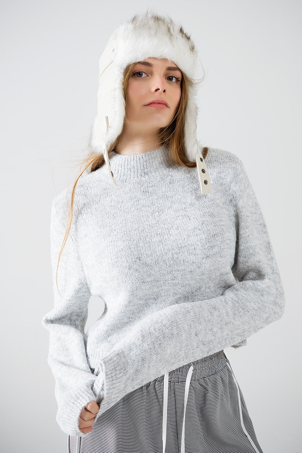 Soft Elegance Open-Back Sweater in Grey