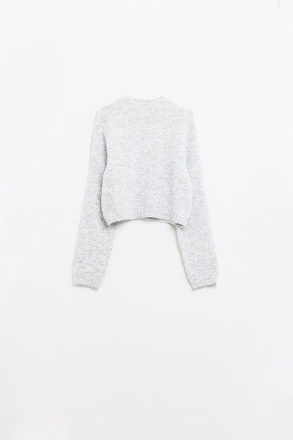 Soft Elegance Open-Back Sweater in Grey