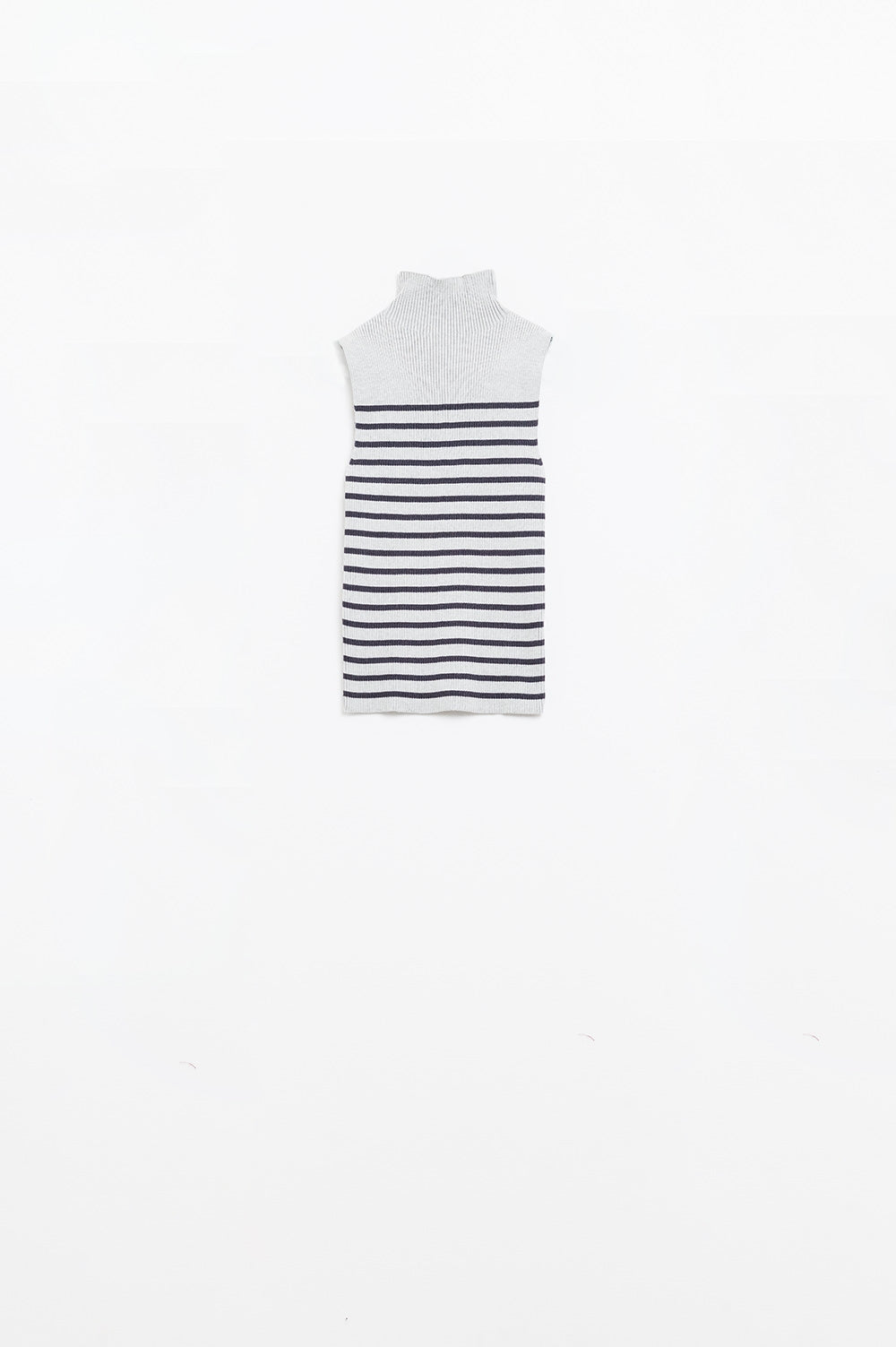 Light Grey Striped Turtleneck Tank