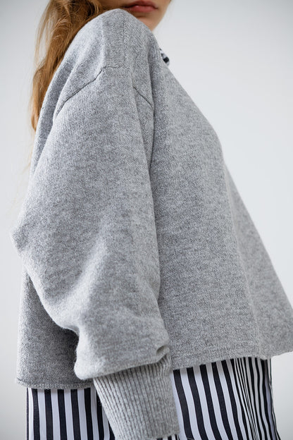 Cloud Nine Balloon Sleeve Sweater in Grey