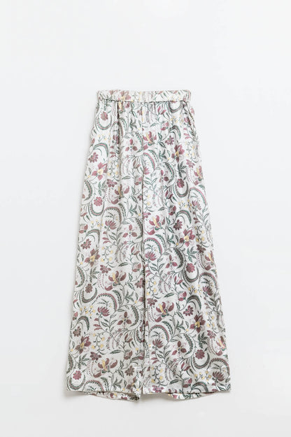 Silver Bloom Satin Trousers