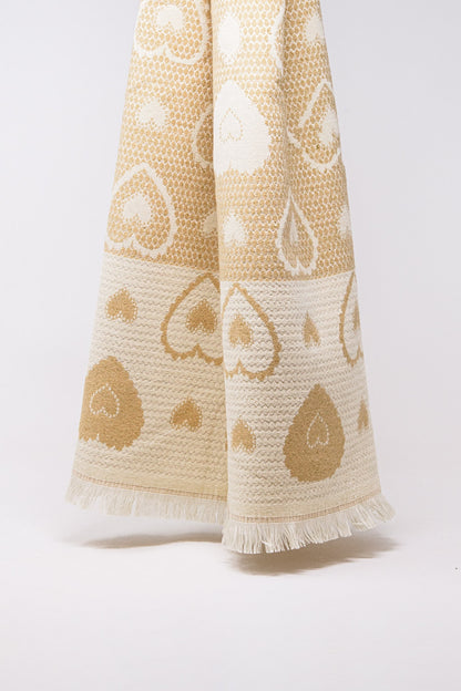 Golden Hearts Beige Scarf