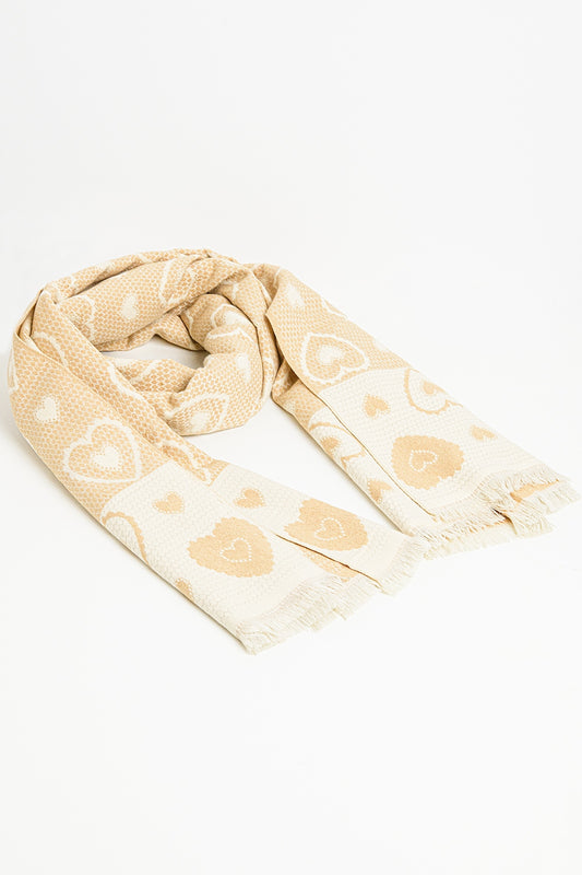 Golden Hearts Beige Scarf