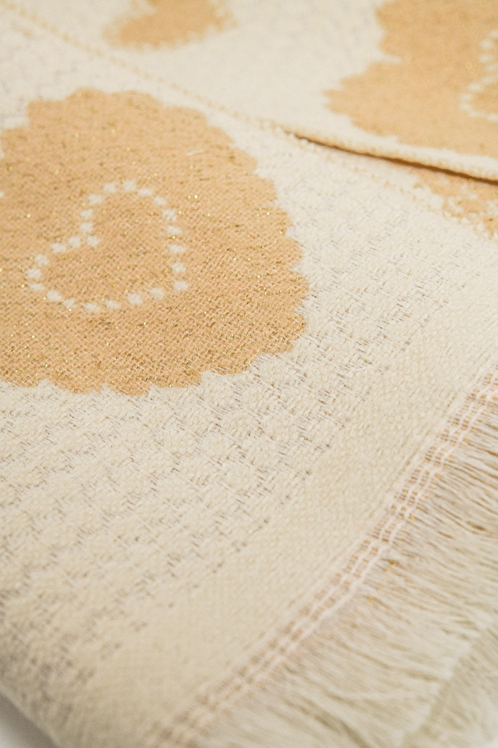 Golden Hearts Beige Scarf