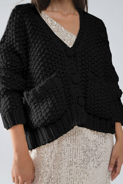 Cozy Chunky Knit Black Jacket